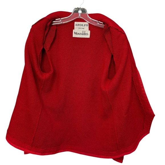 Vintage Adolfo New York Montaldo’s Red Blazer Gold Buttons Size 8 - Picture 3 of 5